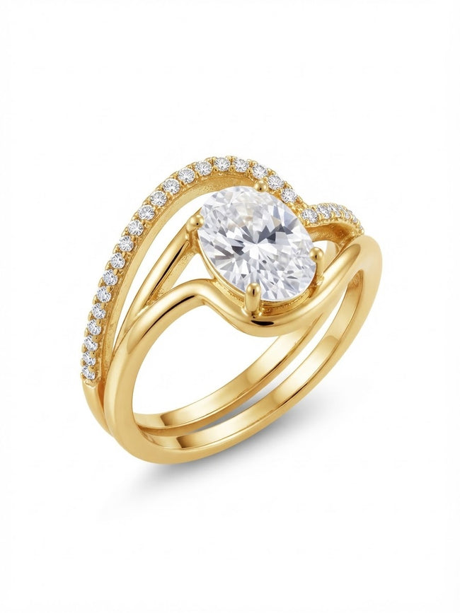 Anello Solitario Onda