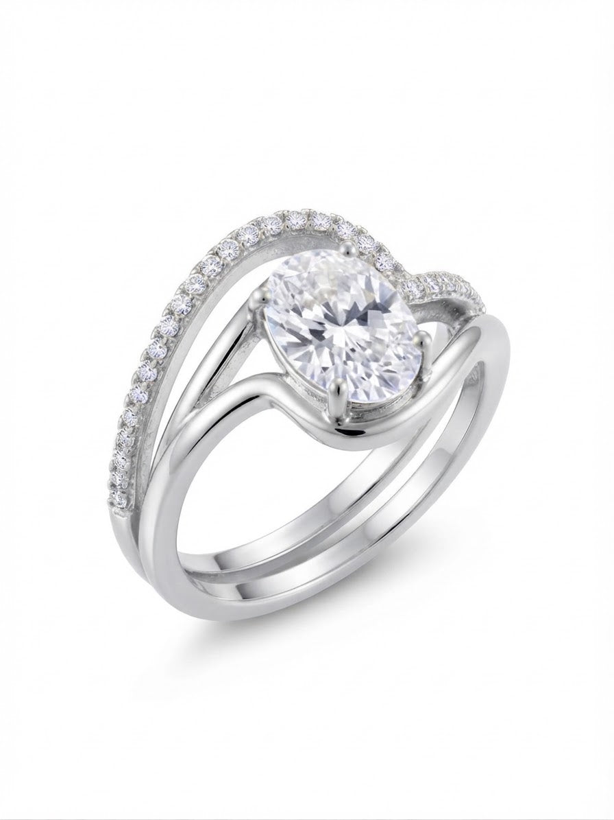 Anello Solitario Onda